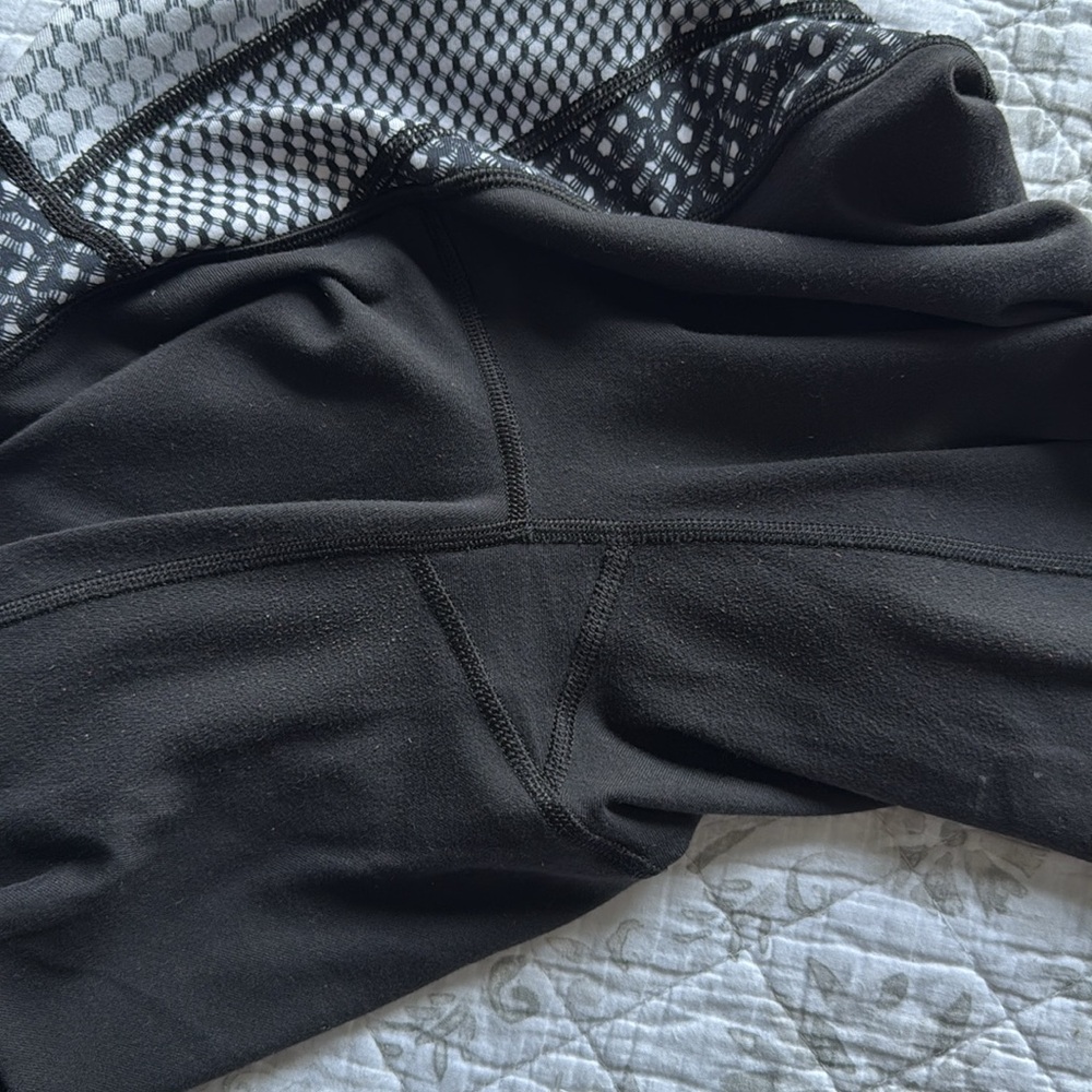 GUC Lululemon Wunder Under Crop III *Full-On LuonBlack/Dottie Eyelet White BLK - Picture 9 of 10